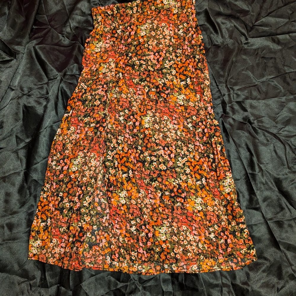 H&M Floral A-Line Skirt - Red and Orange